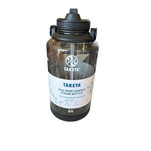 Takeya USA 64oz Stay Hydrated Drink By The Hour Water Bottle Straw Lid BPA-Free